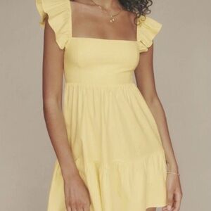 Reformation Jeune Dress Size 12 Butter Yellow Babydoll Sundress Ruffle Cotton